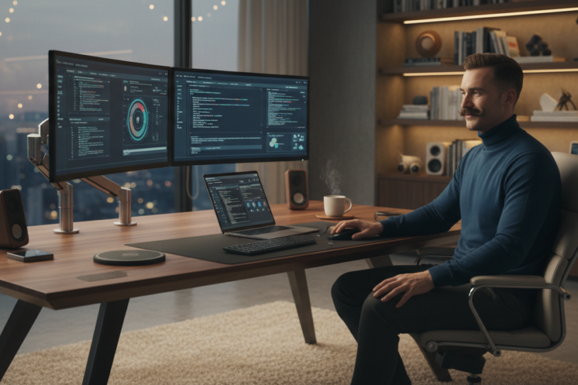 Developer's Modern City View Workspace